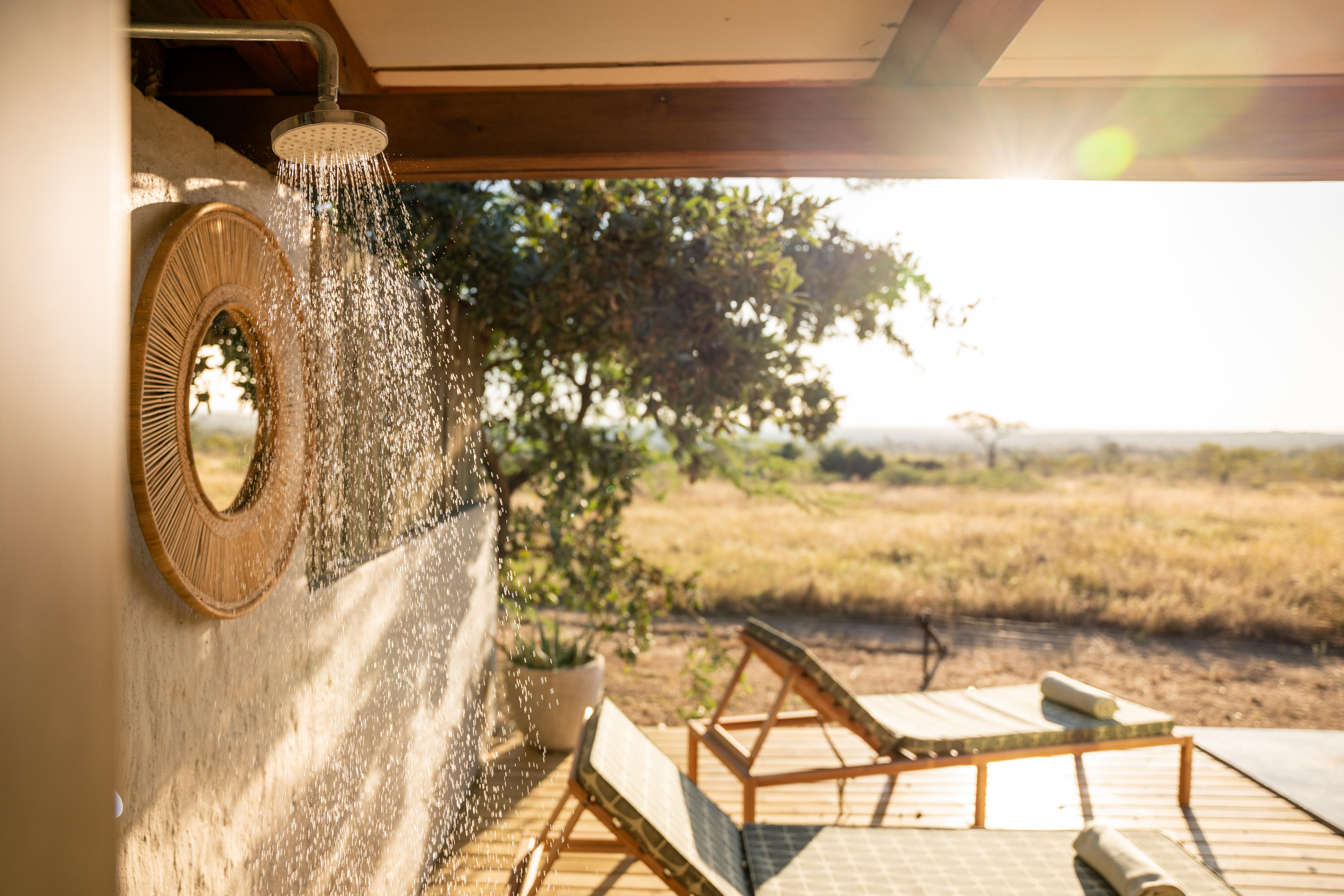 outdoor shower, walkers plains camp, timbavati reserve, south africa