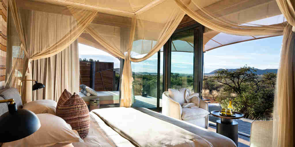 Bedroom, Loapi Tented Camp, Tswalu Kalahari, South Africa