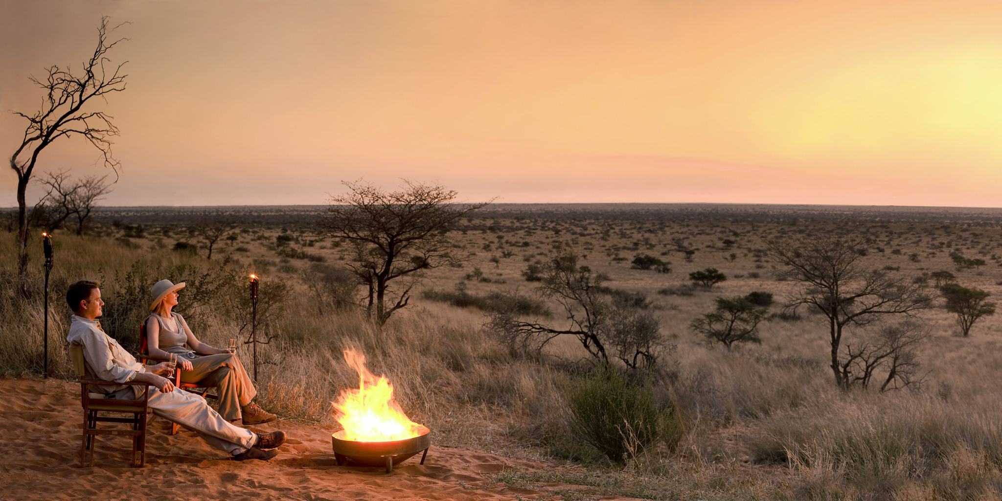 camp fire, tswalu kalahari, south africa safaris