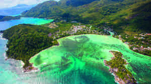 aerial view of mahe island, seychelles, africa safaris
