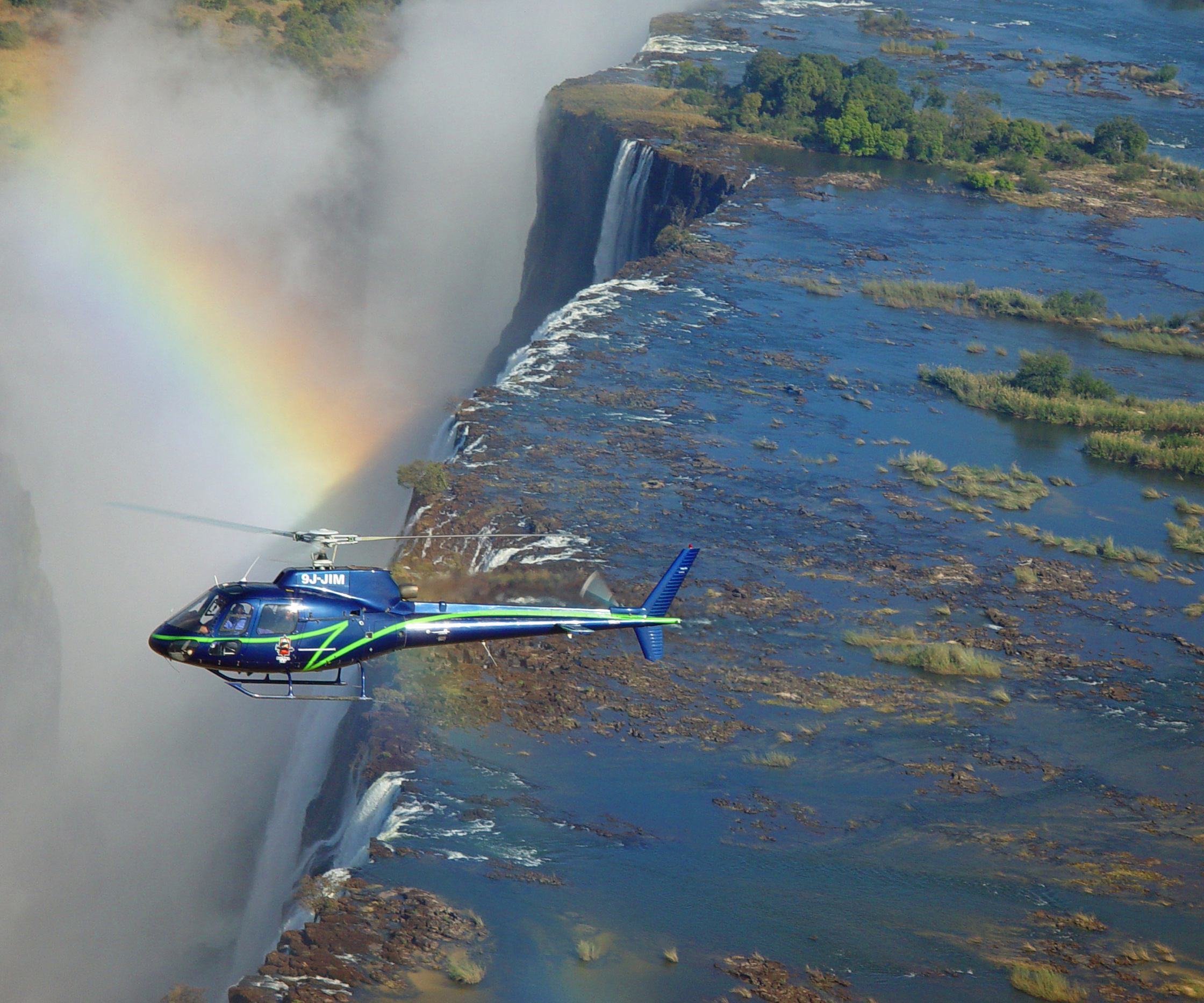 rainbow helicopter ride, victoria falls, zambia safaris