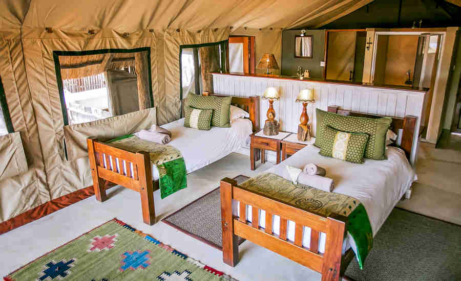 the hide safari camp twin bedroom zimbabwe yellow zebra safaris
