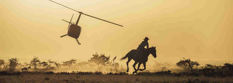 Helicopter and horse ride adventure activities at Ol Malo safari lodge