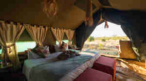 double tent, hwange bush camp, hwange national park, zimbabwe
