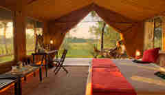 dusk in a tented room