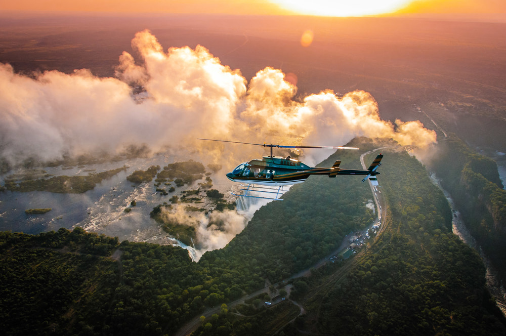 Helicopter, The Victoria Falls Hotel, Victoria falls, Zimbabwe 