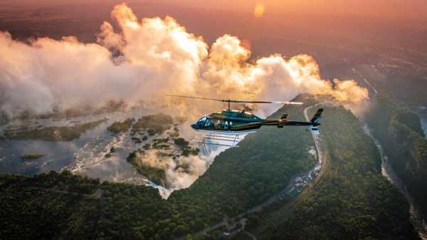 Helicopter, The Victoria Falls Hotel, Victoria falls, Zimbabwe 