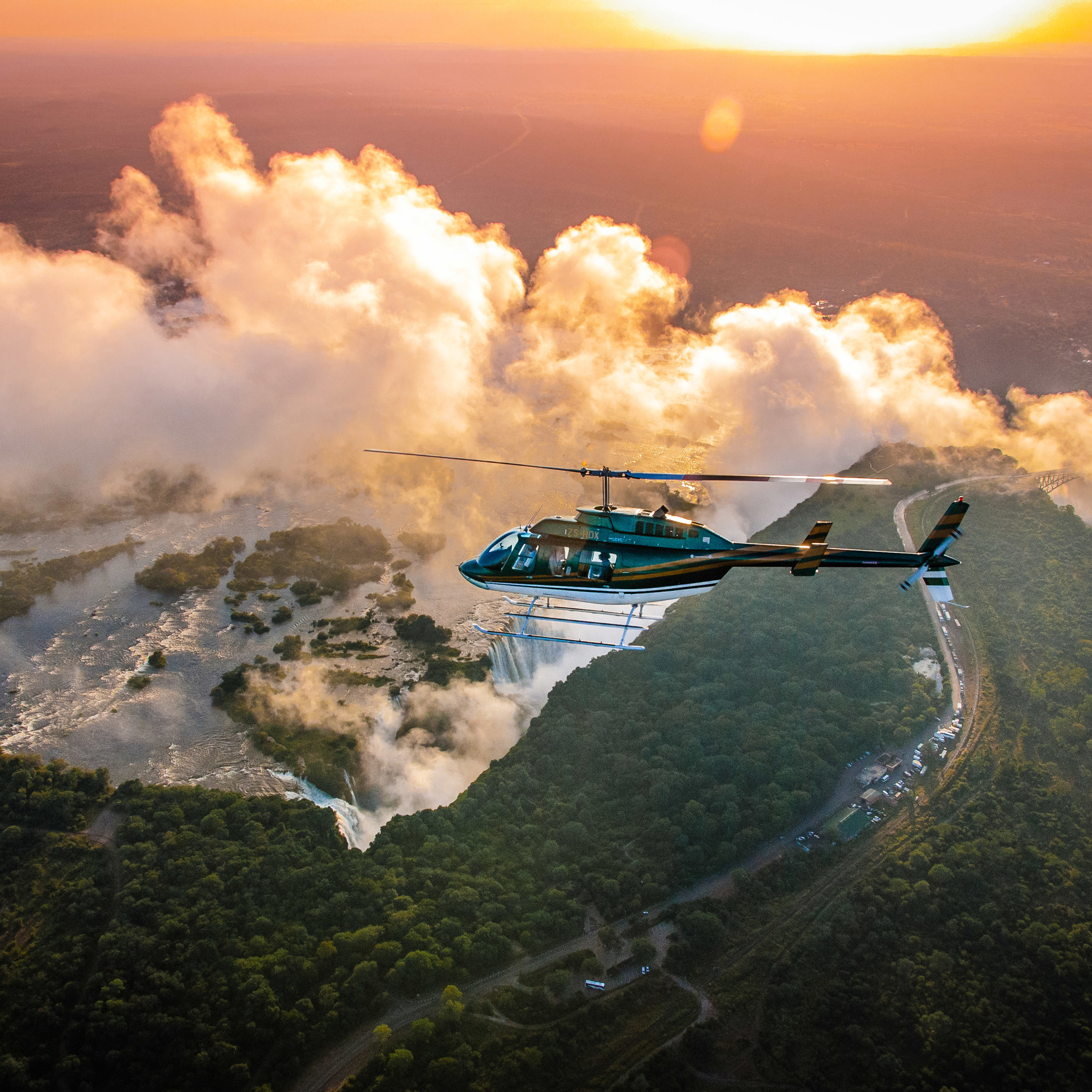 Helicopter, The Victoria Falls Hotel, Victoria falls, Zimbabwe