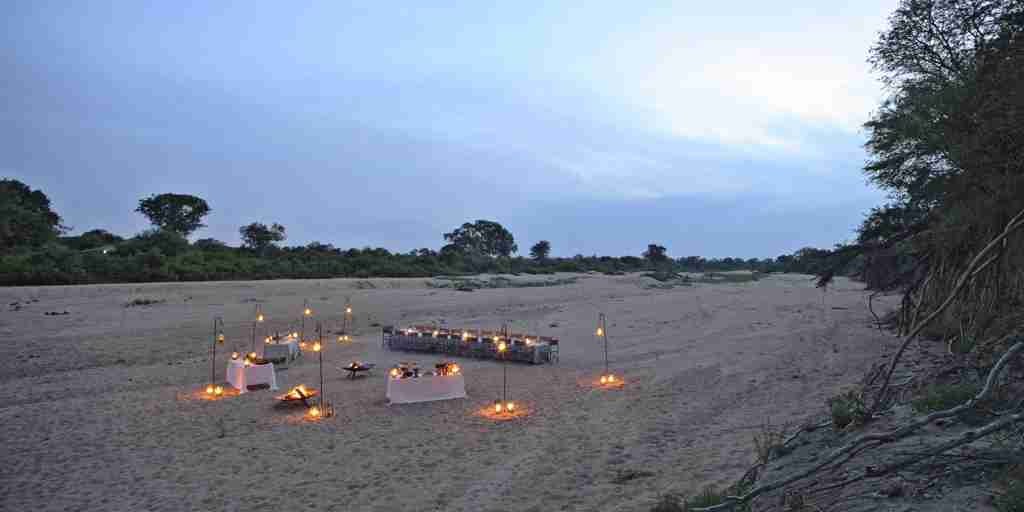 bush dining, timbavati private game reserve, south africa