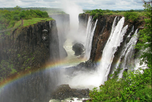Rainbow and Victoria Falls, Zimbabwe, Zambia