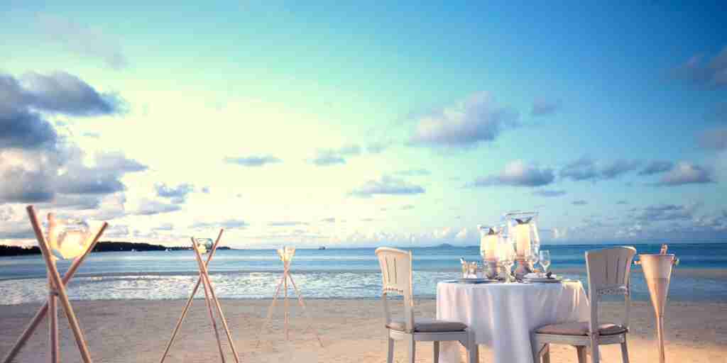 private beach dining, mauritius, africa safari destination