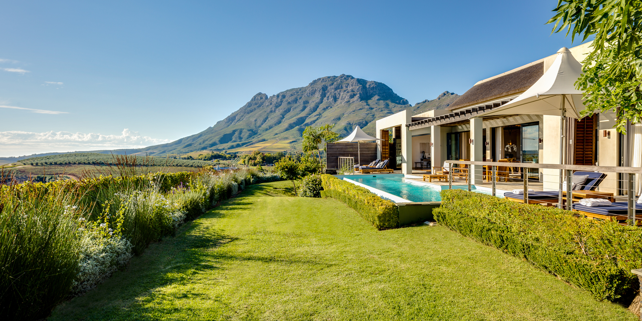 outdoor pool, winelands, south africa safaris