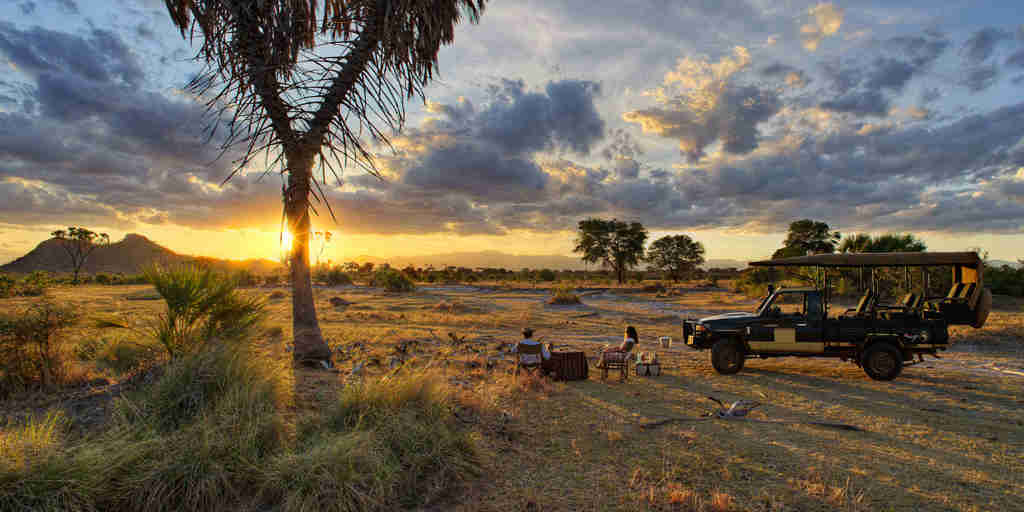 Sundowners in the bush, Meru national park, Kenya