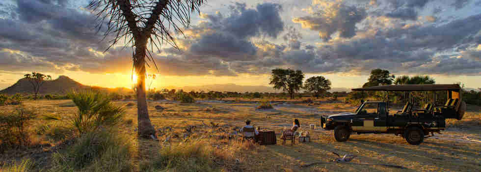 Sundowners in the bush, Meru national park, Kenya