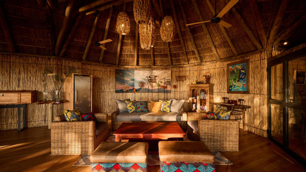 Lounge, Nxamaseri Island Lodge, Okavango Delta, Botswana