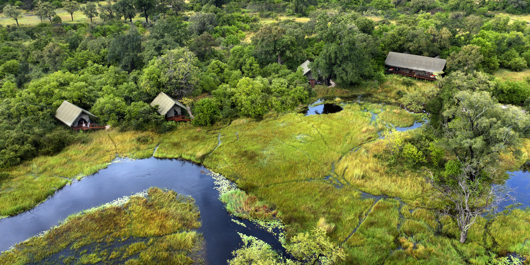 Aerial, Duke's Camp, Okavango Delta, Botswana