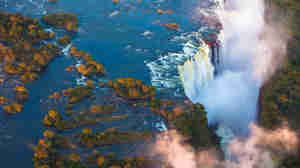 aerial view of victoria falls, zambia safaris