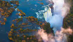 aerial view of victoria falls, zambia safaris