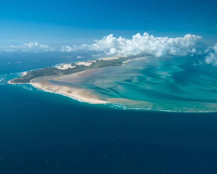 aerial view of bazaruto island, mozambique safaris