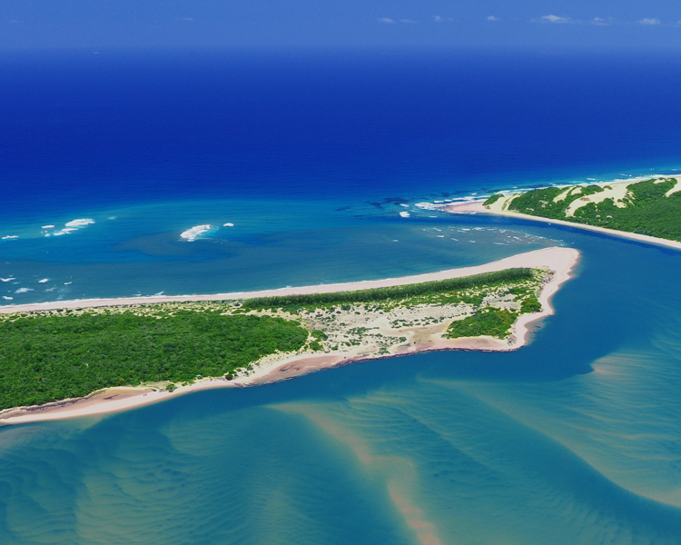 aerial view of southern mozambique beach, africa safaris
