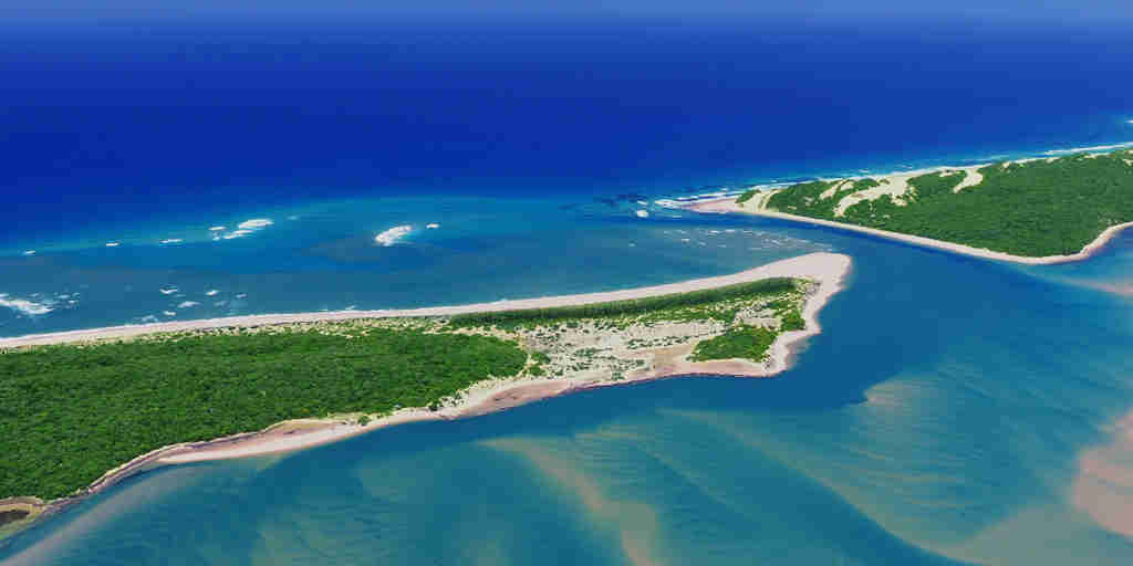 aerial view of southern mozambique beach, africa safaris
