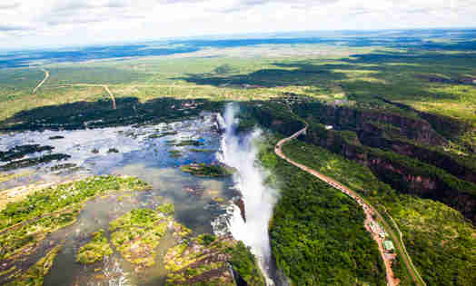 aerial view of victoria falls, zimbabwe safaris