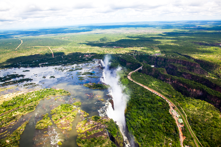 aerial view of victoria falls, zimbabwe safaris
