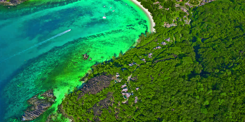 ephelia aerial view, mahe island, seychelles, africa safaris