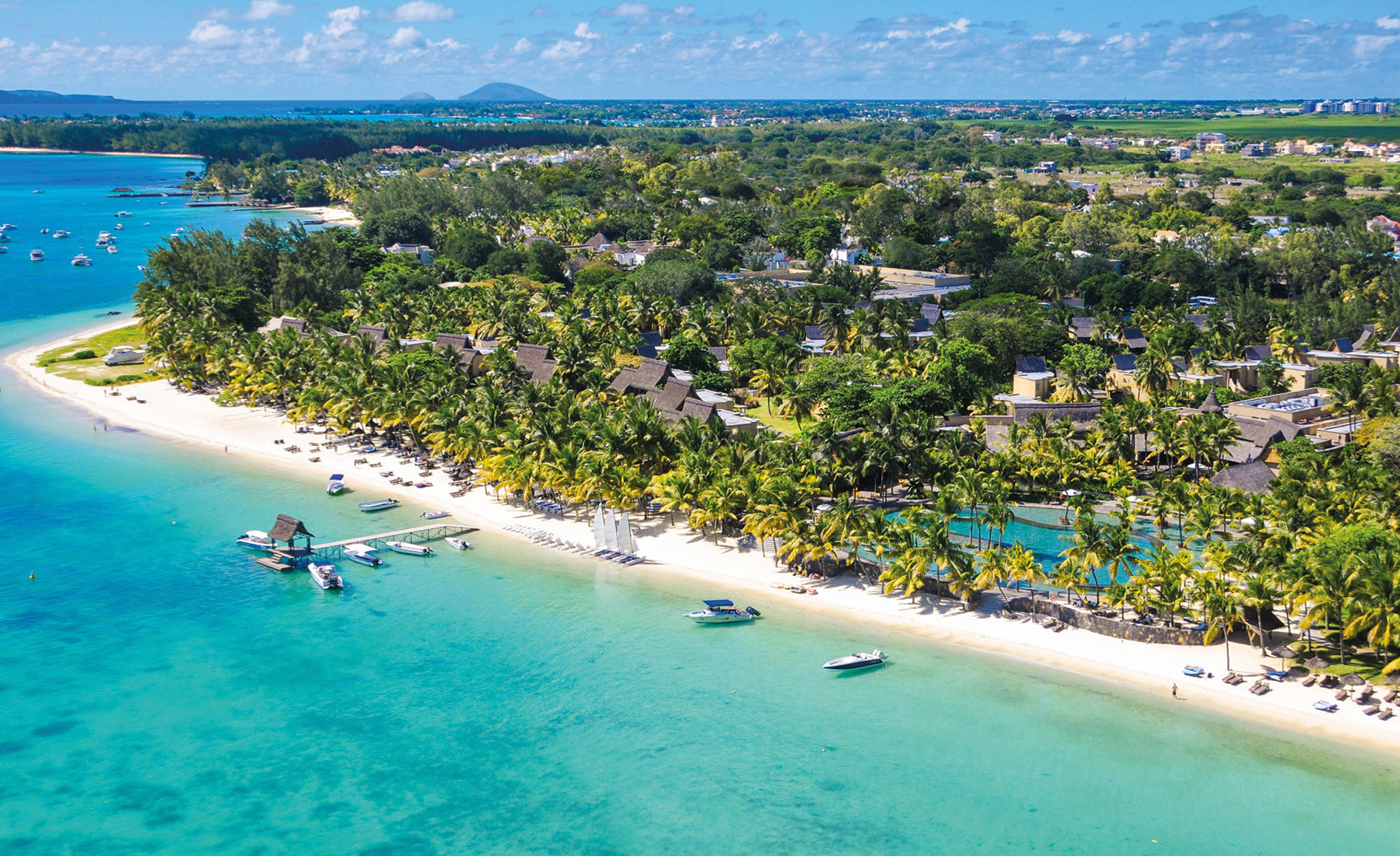 aerial view of west coast mauritius, africa safaris