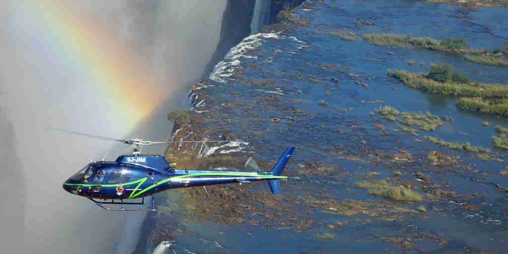 rainbow helicopter ride, victoria falls, zambia safaris