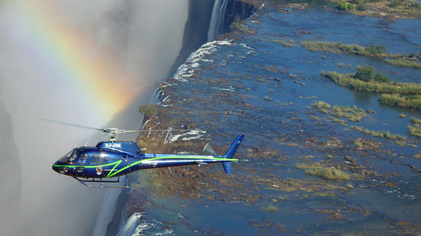 rainbow helicopter ride, victoria falls, zambia safaris