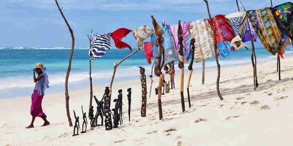 laundry line on diani beach, kenya safaris