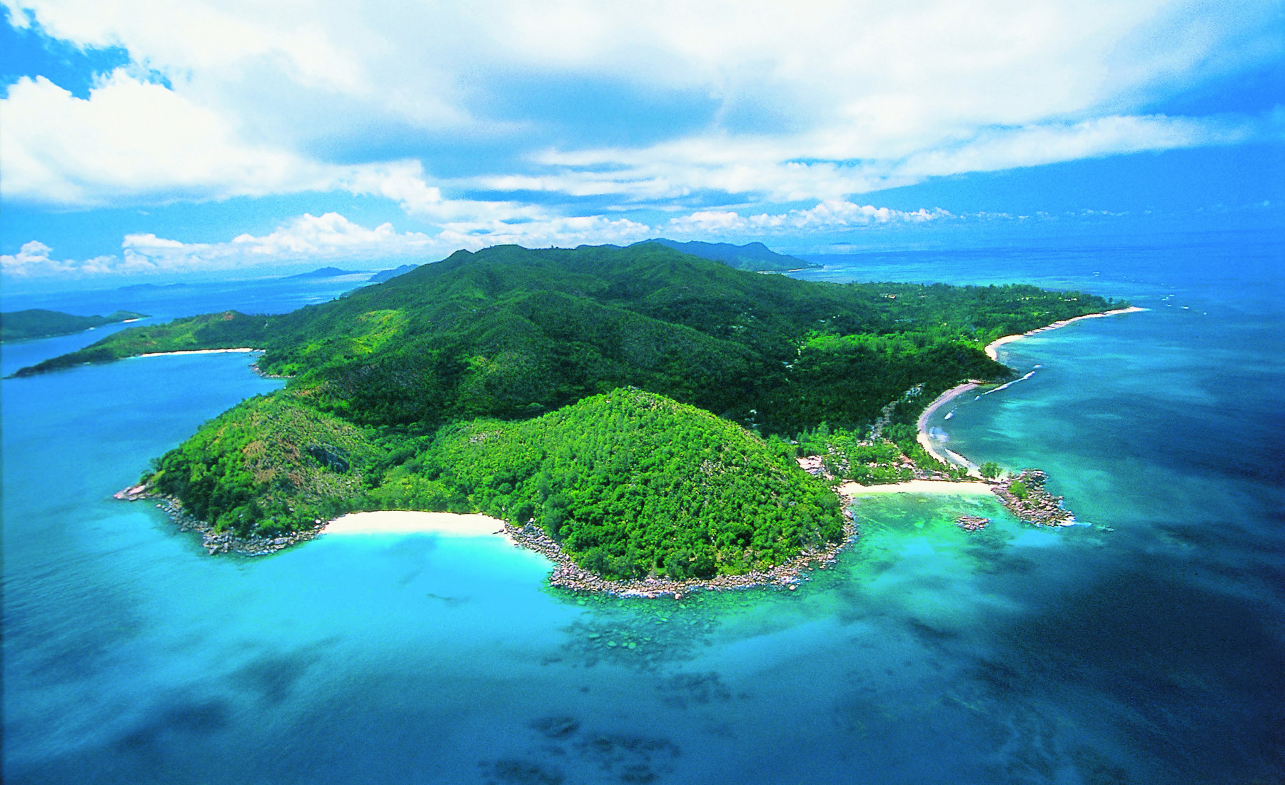 aerial view of praslin island, seychelles, africa safaris