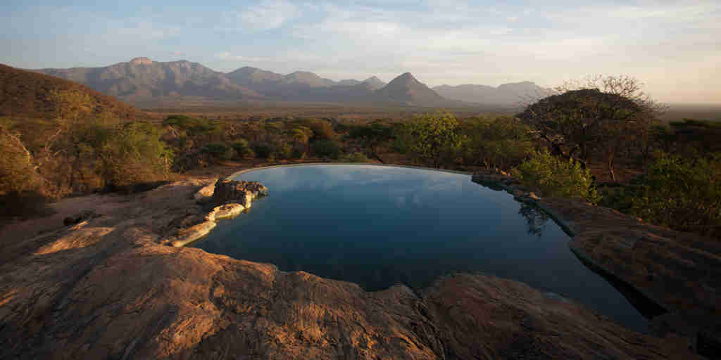 Pool view over Mathews Range, Kenya safaris