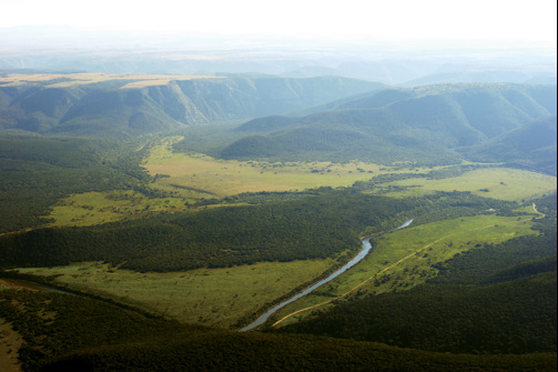 aerial view, kariega game reserve, south africa