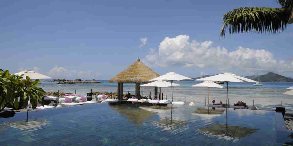 hotel pool view, la digue island, africa safaris