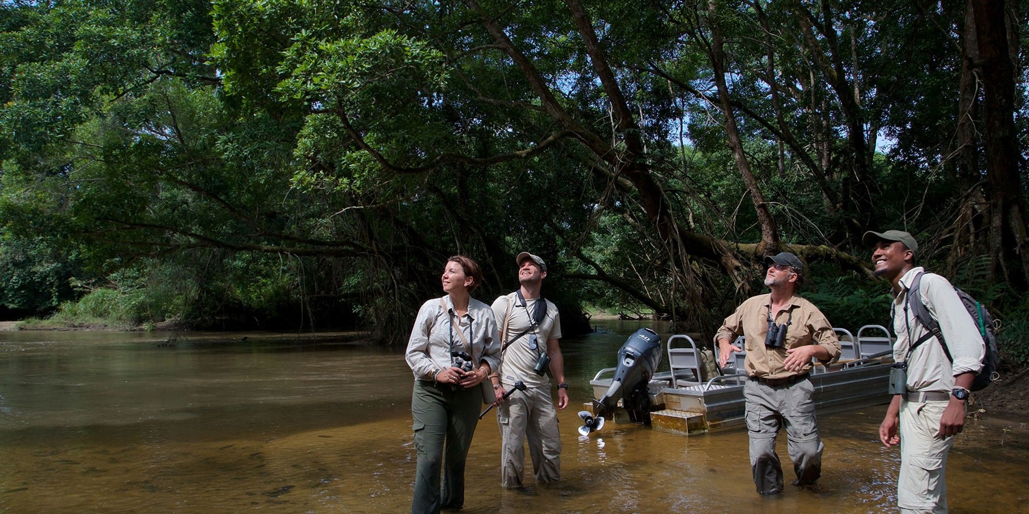 boating in odzala kokoua national park, republic of the congo safaris 