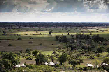 aerial view mombo camp botswana yellow zebra safaris