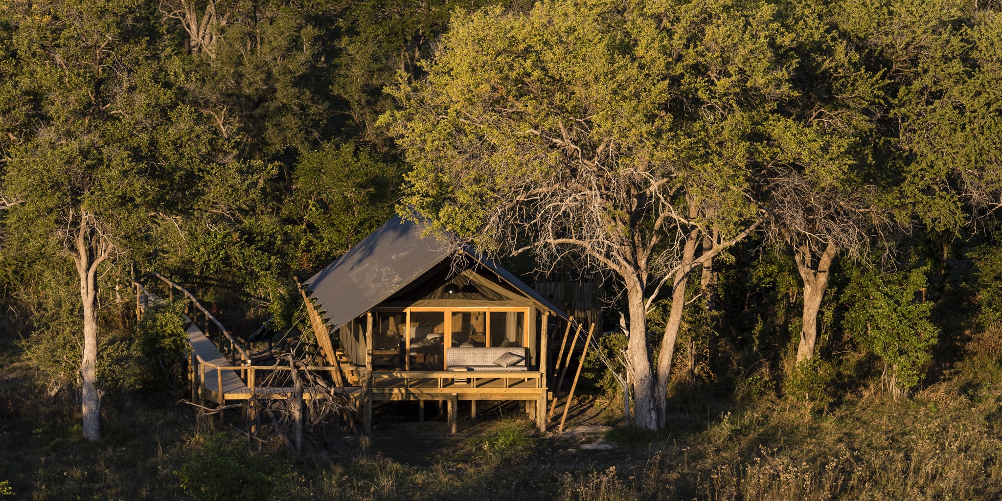 safari tent aerial view