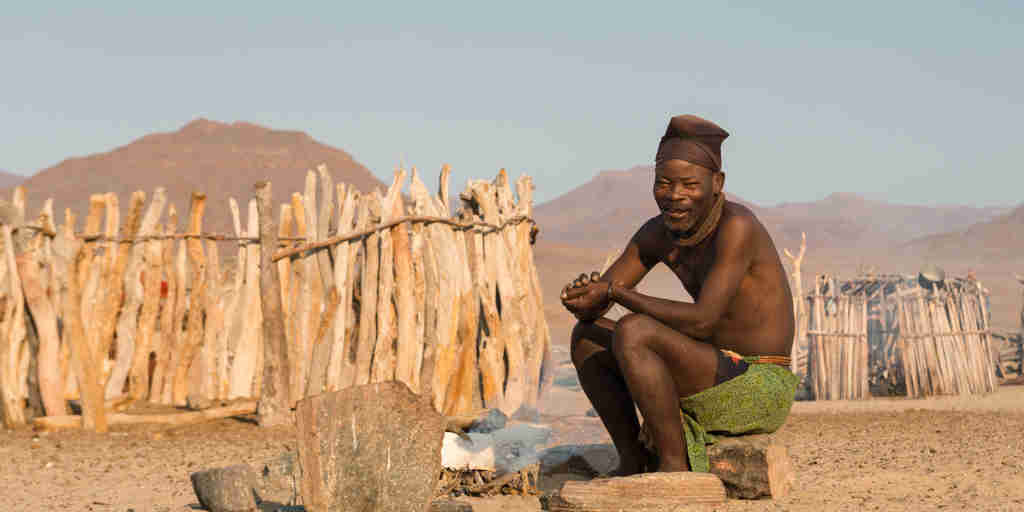 Himba Man around Fire