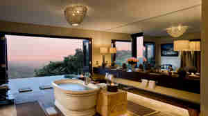 Bathroom outlooking private pool Kenya