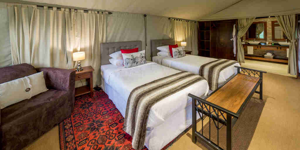 twin bed tent tanzania safari