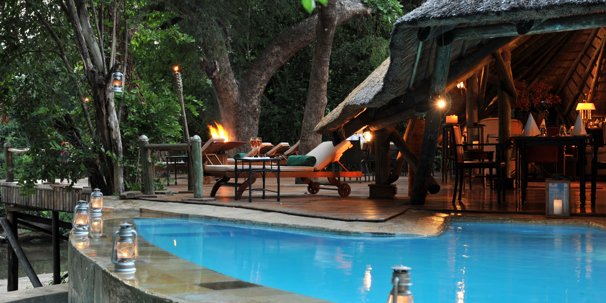 selous serena pool at dusk