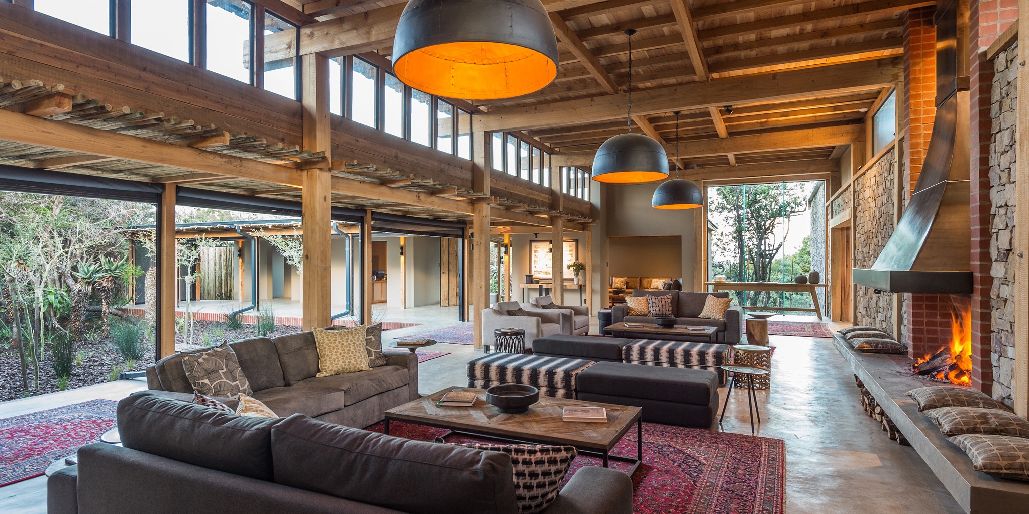 fire lounge area ukhozi lodge kariega south africa yellow zebra safaris