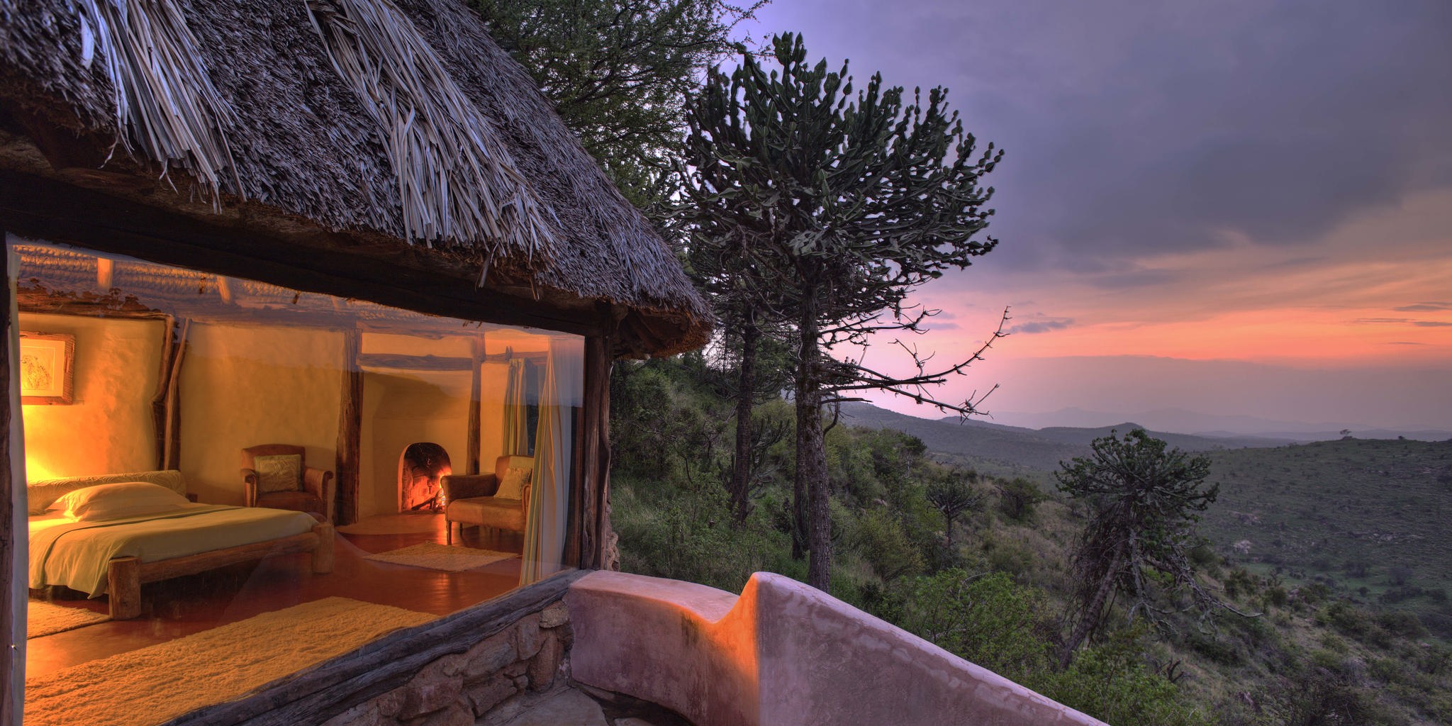 borana lodge bedroom sunset