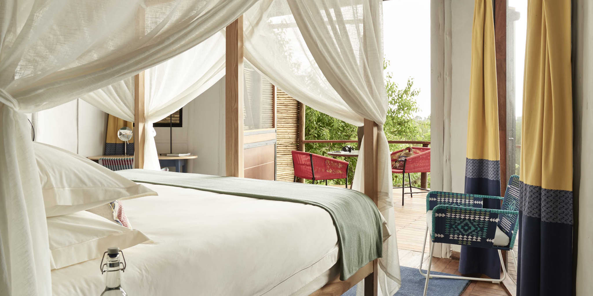bedroom sanctuary baines camp moremi botswana yellow zebra safaris