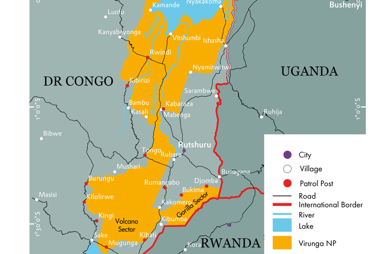 congo virunga map mountain gorillas yellow zebra safaris