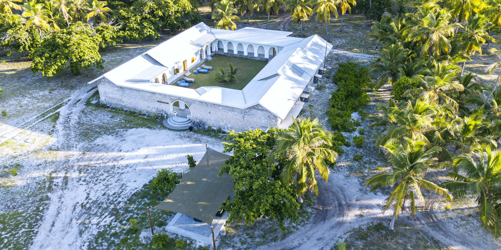 BlueSafari coral house aerial view seychelles