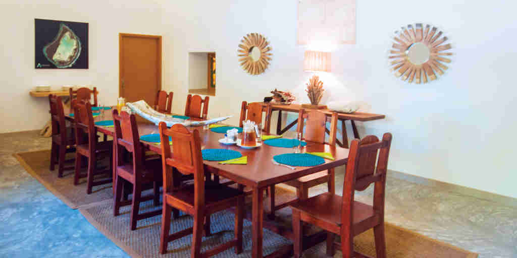 BlueSafari coral house dining room seychelles
