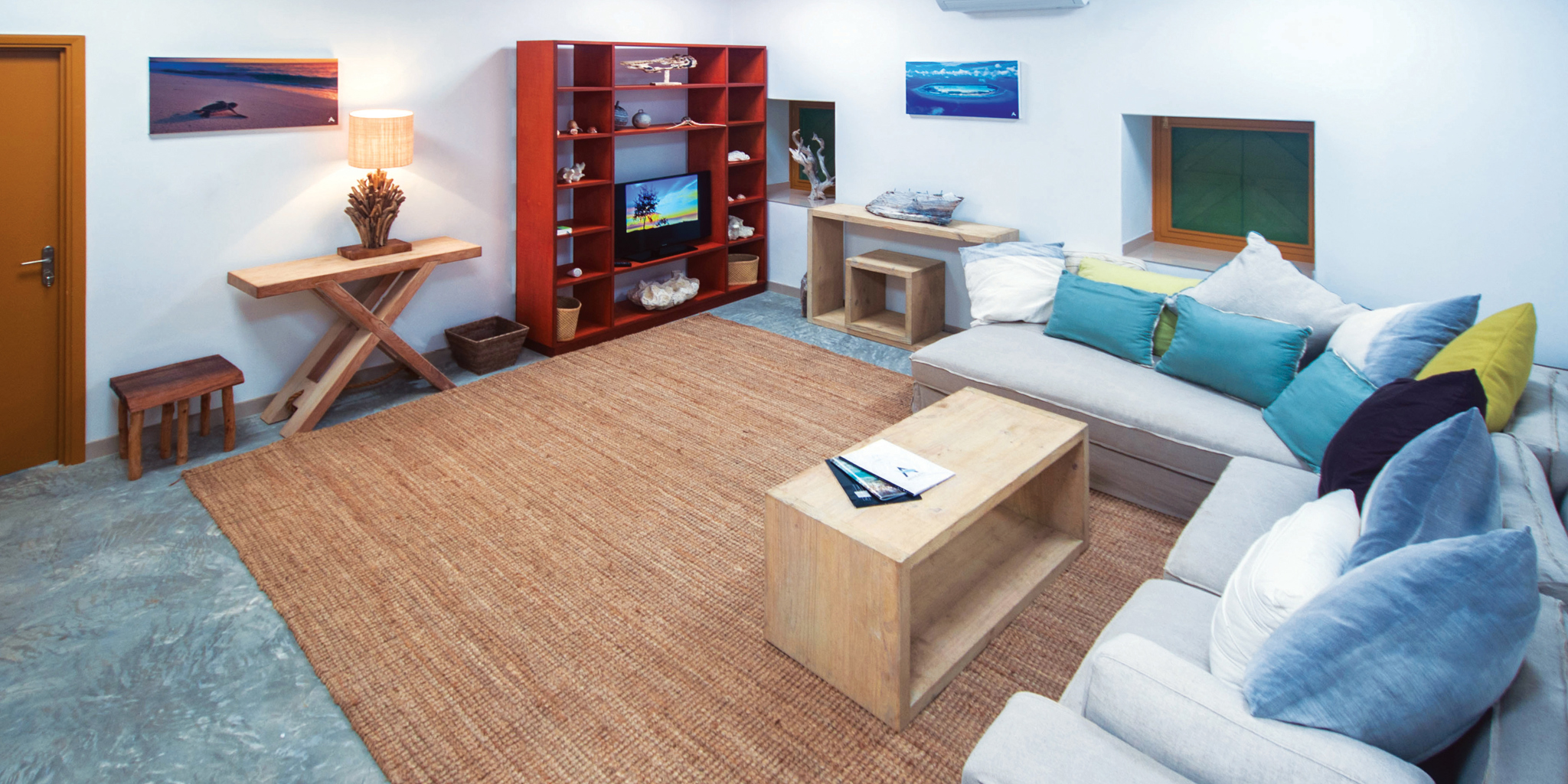 BlueSafari coral house living room seychelles